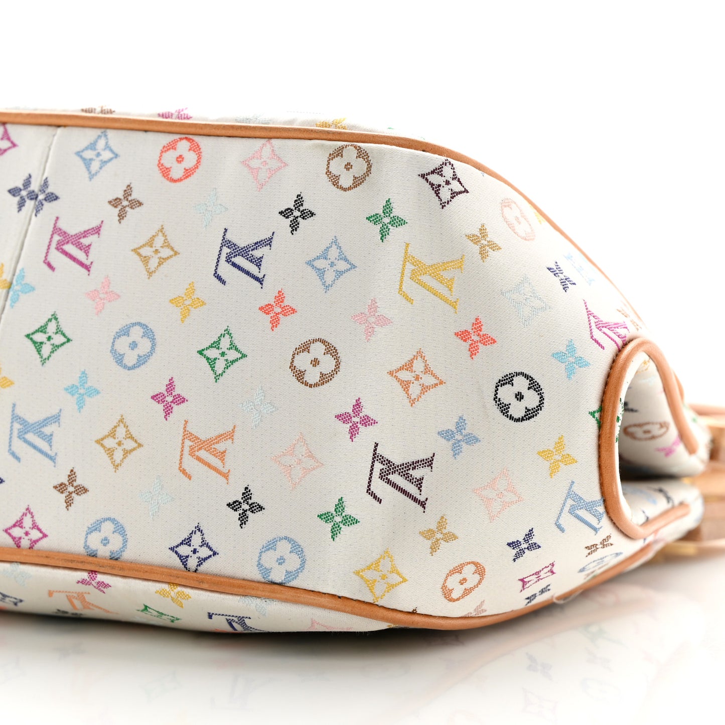 Silk Satin Monogram Multicolor Abelia White