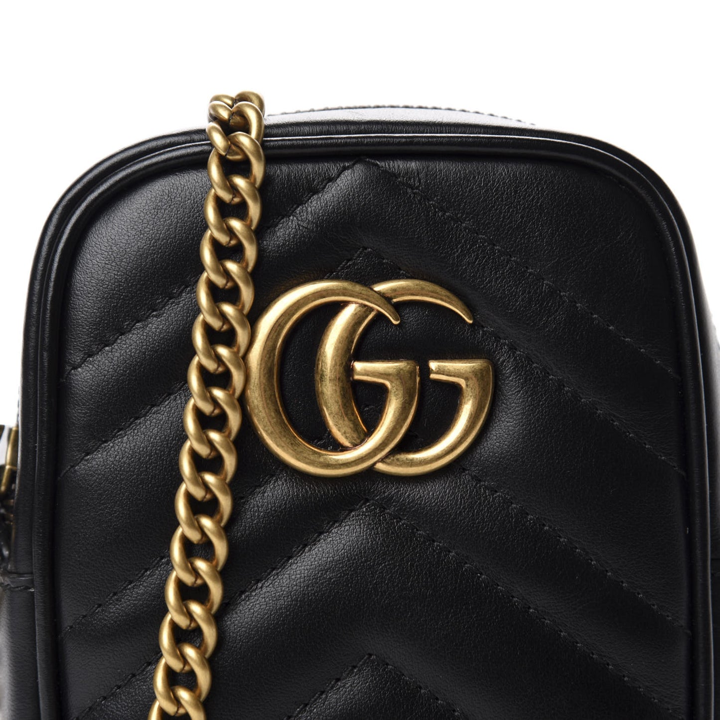 Calfskin Matelasse Mini GG Marmont Crossbody Bag Black