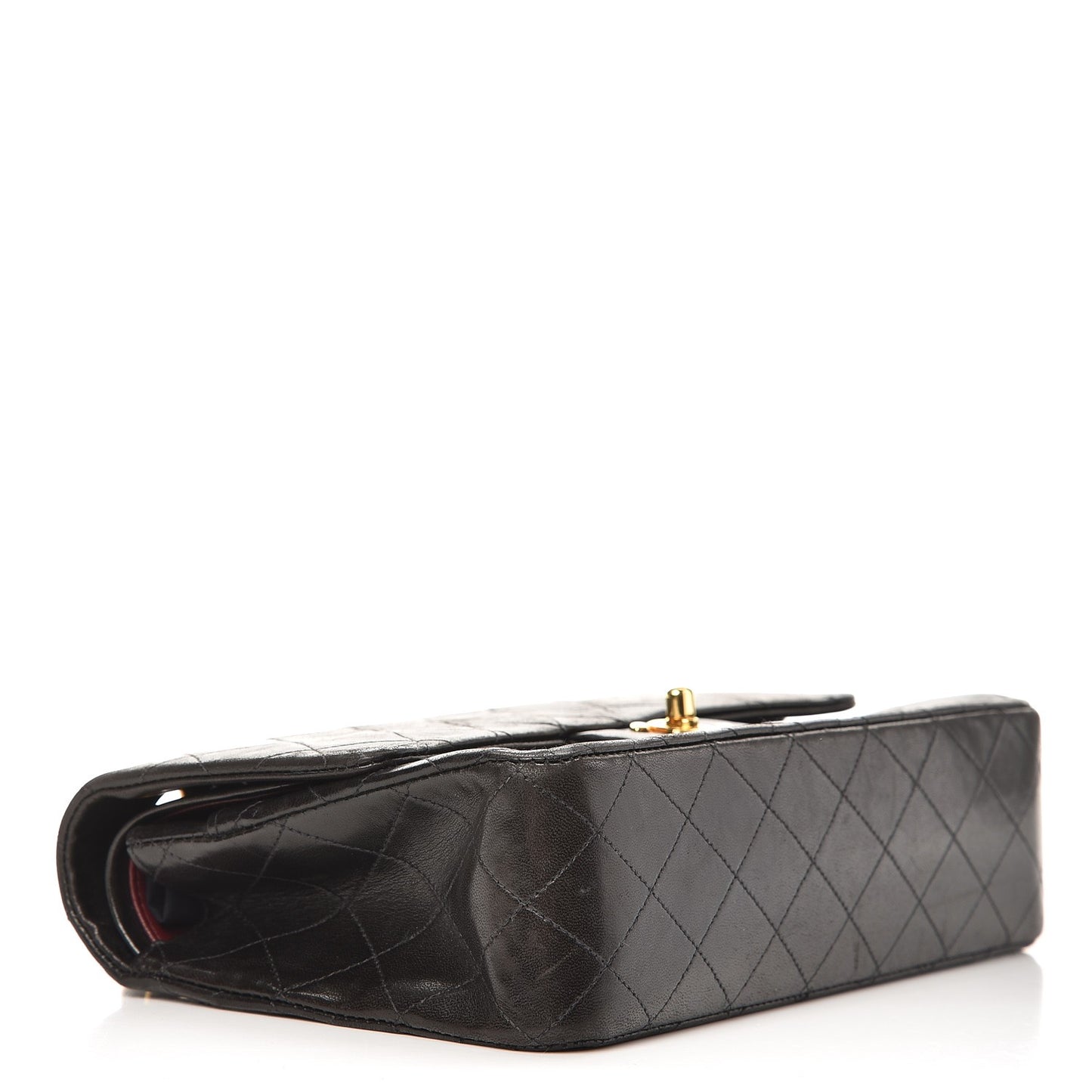 Lambskin Quilted Medium Double Flap Black