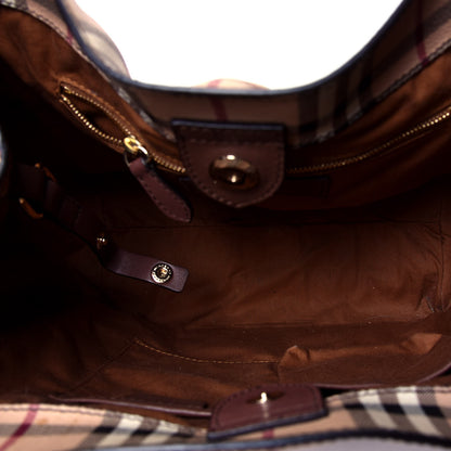 Burberry Haymarket Check Small Canterbury Tote Chocolate 4 of 4