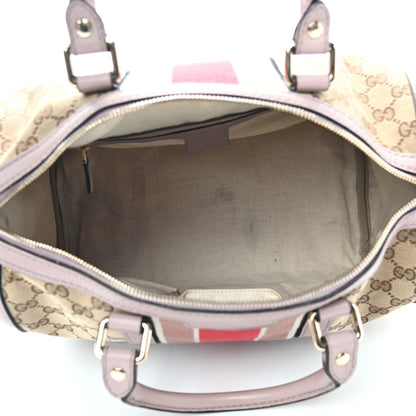 Gucci Monogram Selleria Calfskin Vintage Web Medium Boston New Sand Lilas 5 of 10