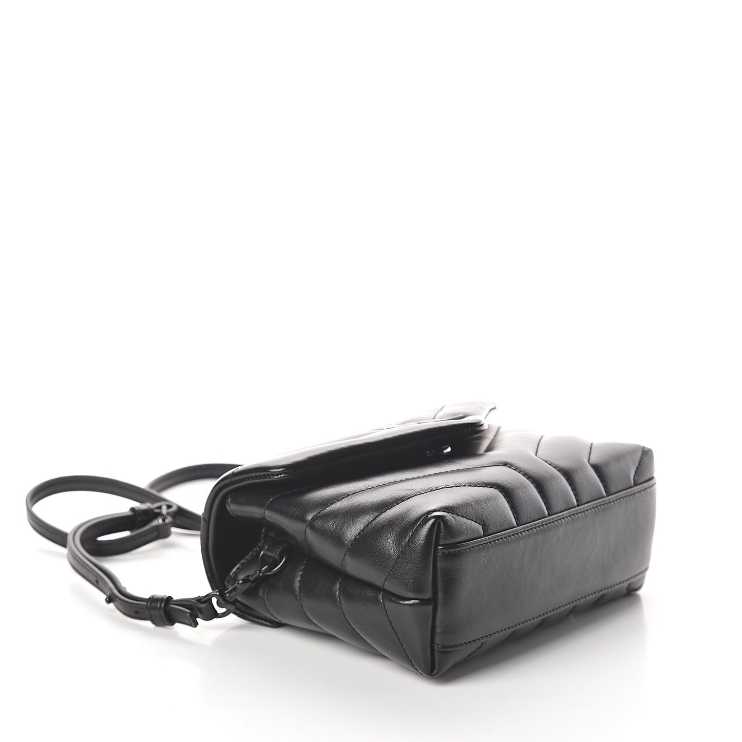Calfskin Y Quilted Monogram Toy Loulou Crossbody Bag Black
