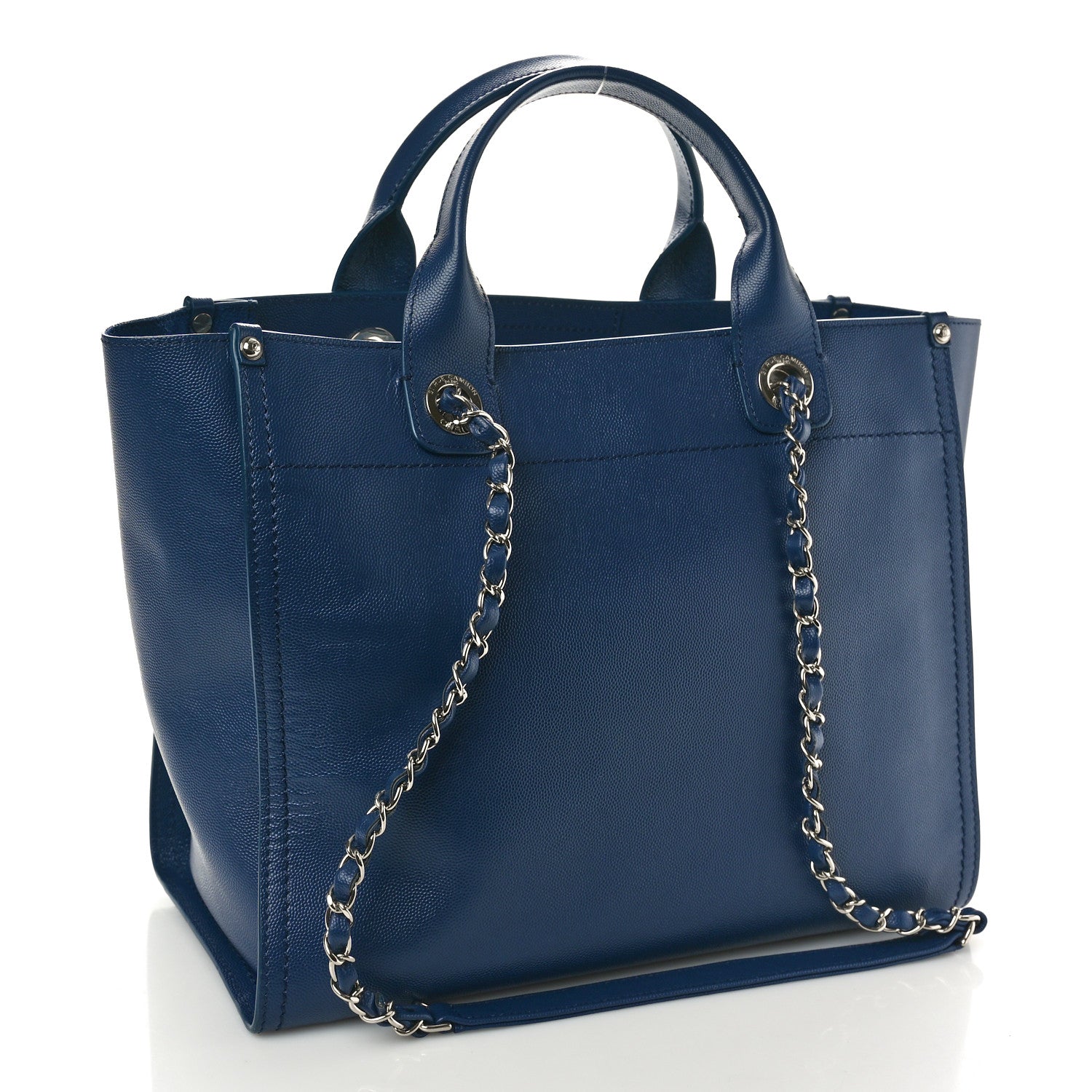 Chanel Caviar Small Studded Deauville Tote Navy 3 of 10