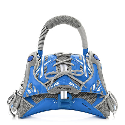 Balenciaga Faux Calfskin Fabric Small Sneakerhead Top Handle Bag Blue Grey 1 of 15