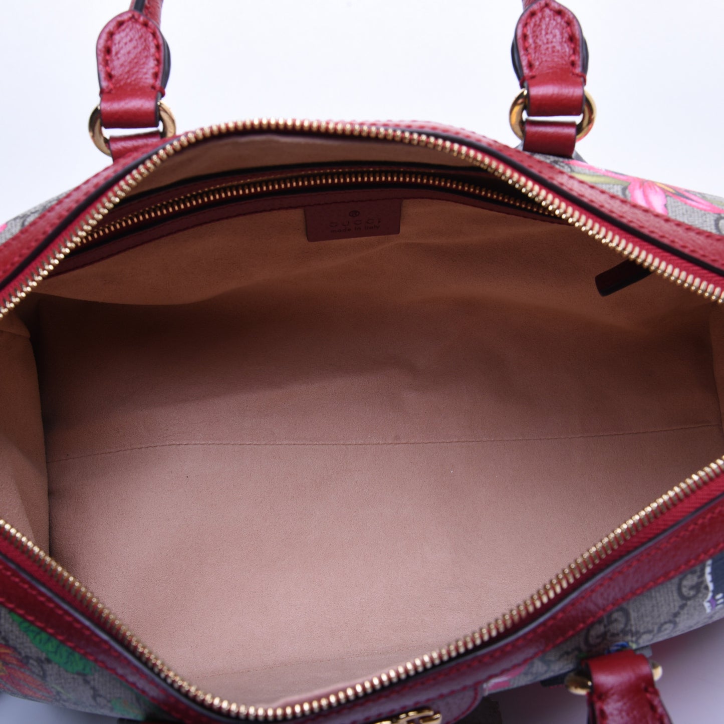 GG Supreme Monogram Flora Web Medium Ophidia Boston Red