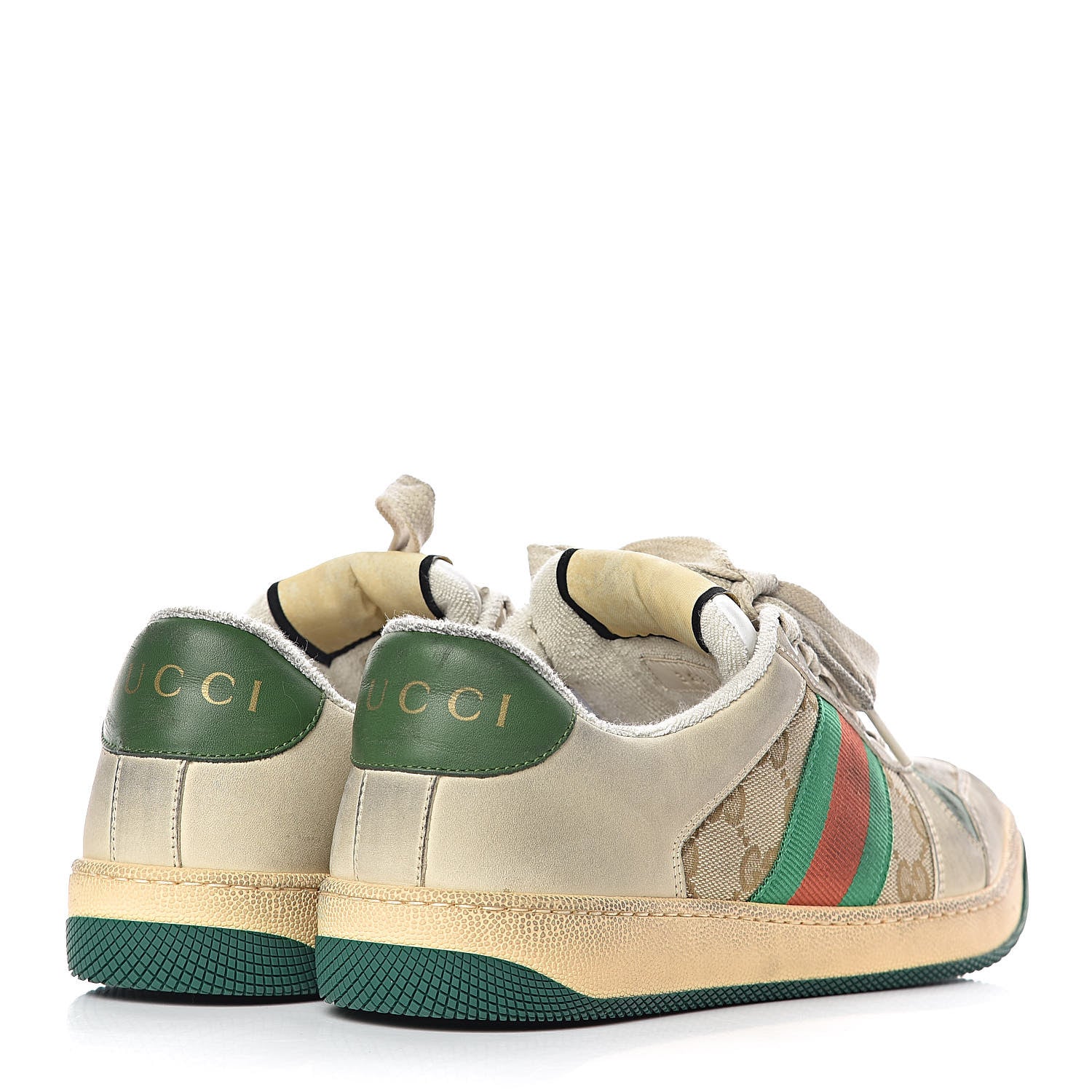 Gucci GG Monogram Nubuck Web Womens Screener Sneakers 38.5 New Sand Dusty Milk Vintage Green 4 of 9