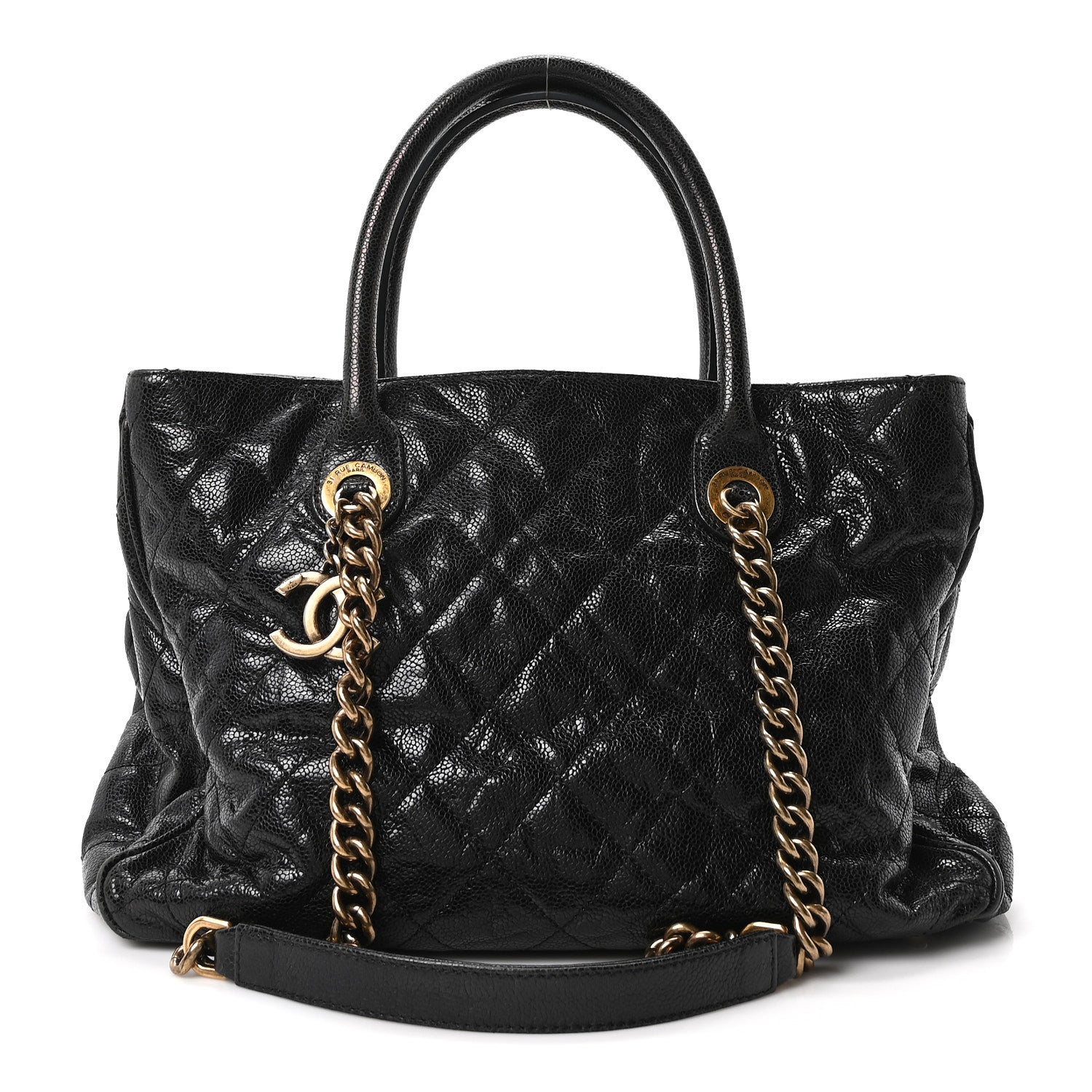 Chanel Glazed Caviar Quilted Small Shiva Tote Tote Black 1 of 10