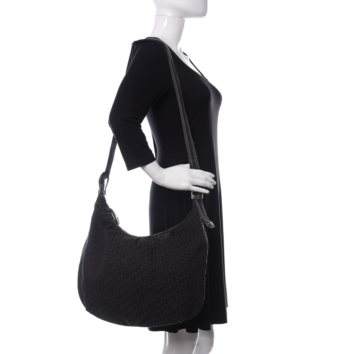 Christian Dior Monogram Buckle Hobo Black 2 of 10