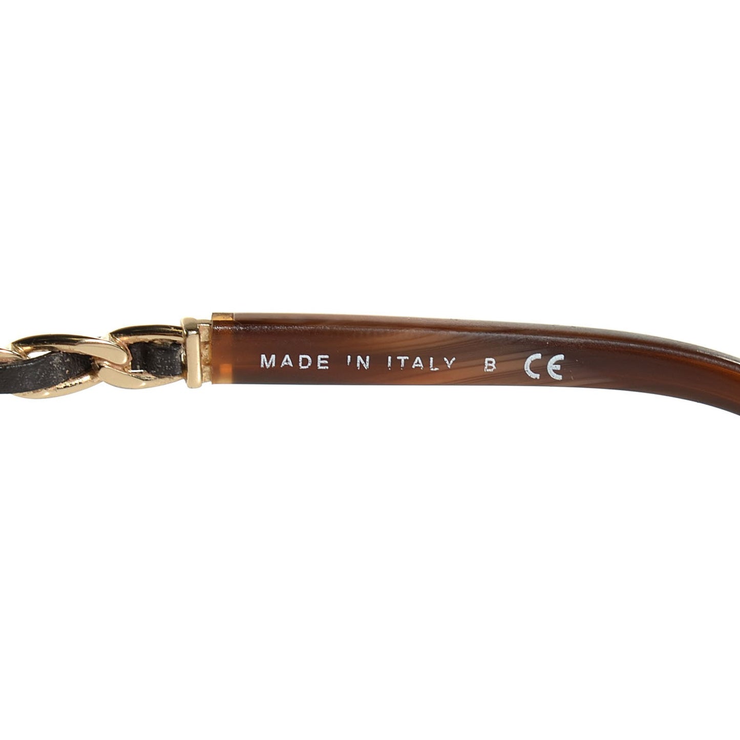 Acetate Metal Lambskin Chain Square Sunglasses 5210-Q Brown