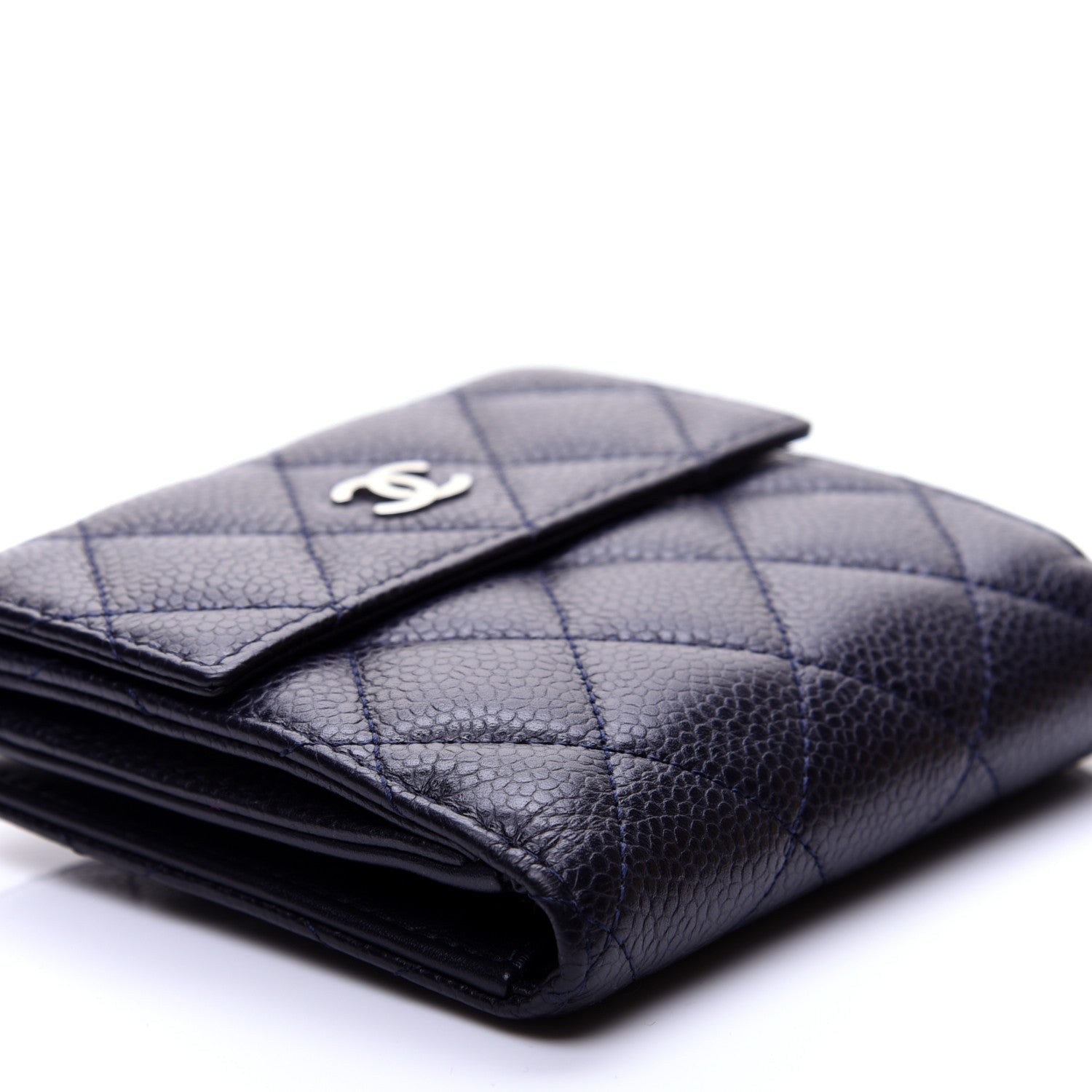 Chanel Caviar Quilted Compact French Flap Wallet Dark Blue 6 of 11