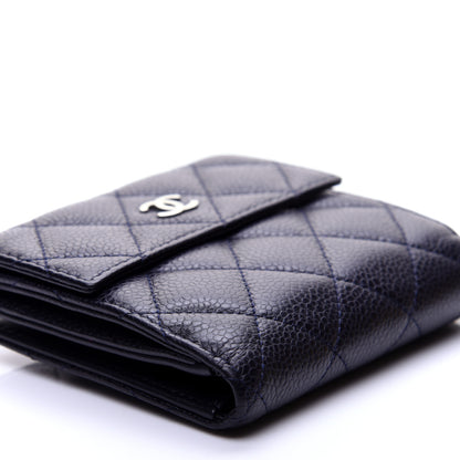 Chanel Caviar Quilted Compact French Flap Wallet Dark Blue 6 of 11