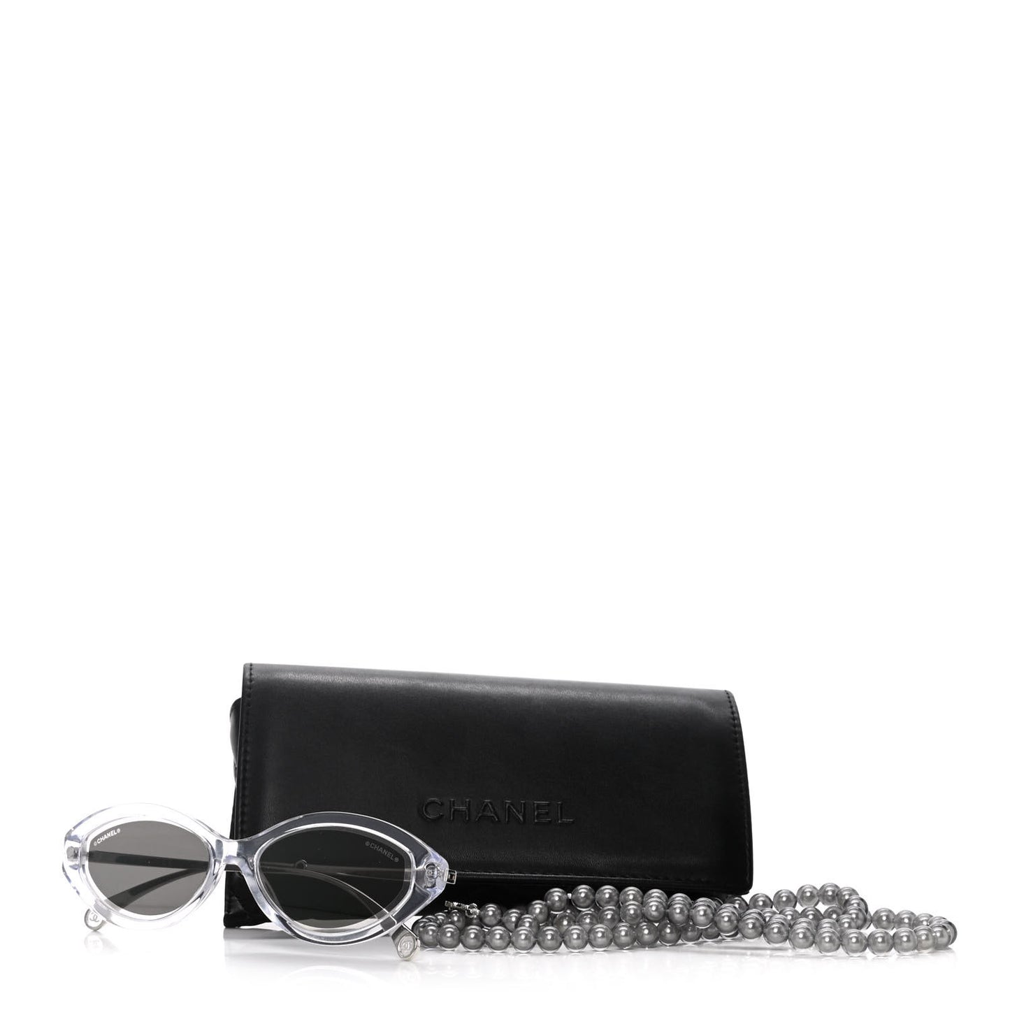Oval Removable Pearl Chain Sunglasses 5424 Silver