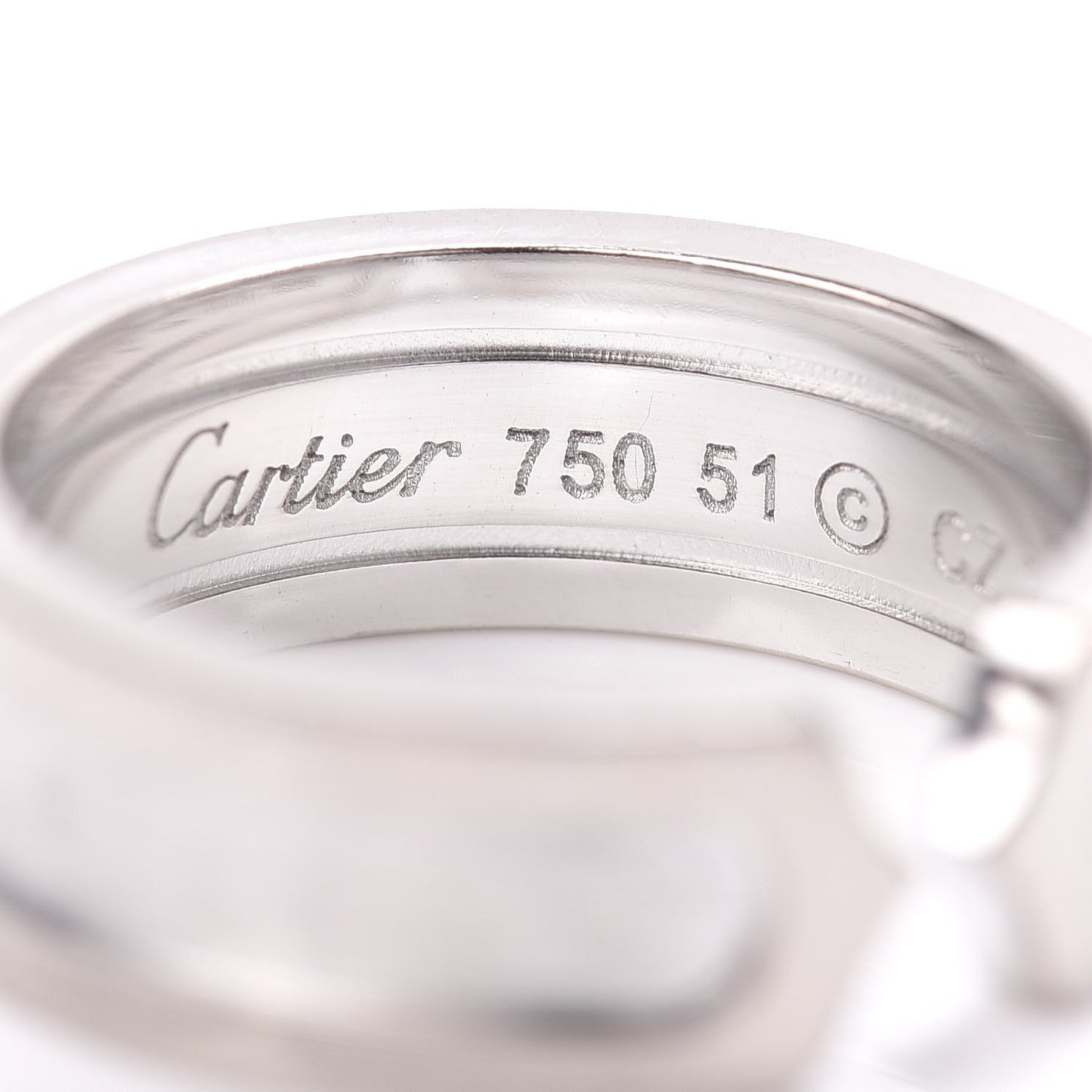 18K White Gold 6.5mm C De Ring 51 5.75