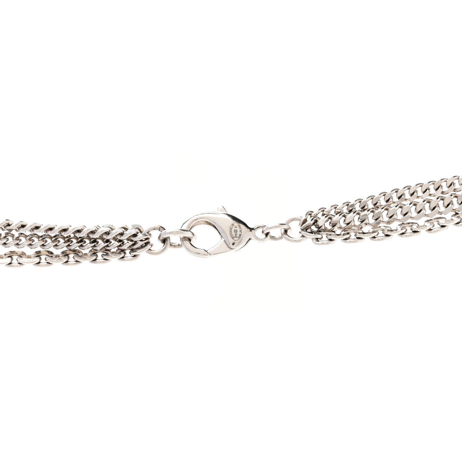 Chanel Baguette Crystal CC Shield Multi Strand Long Chain Necklace Silver 6 of 6
