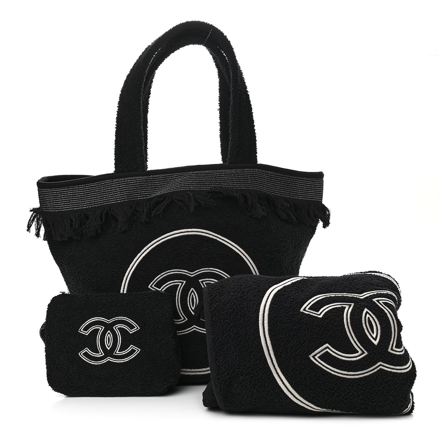 Terry Cotton CC Beach Tote Towel Set Black