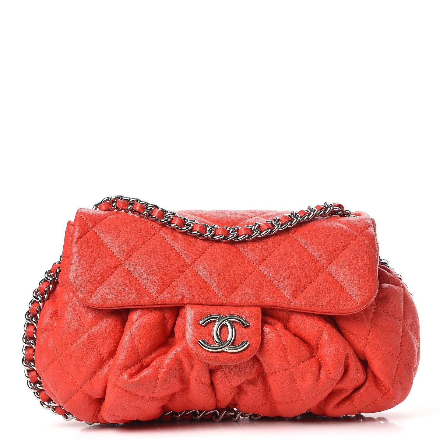 Washed Lambskin Chain Around Medium Messenger Red