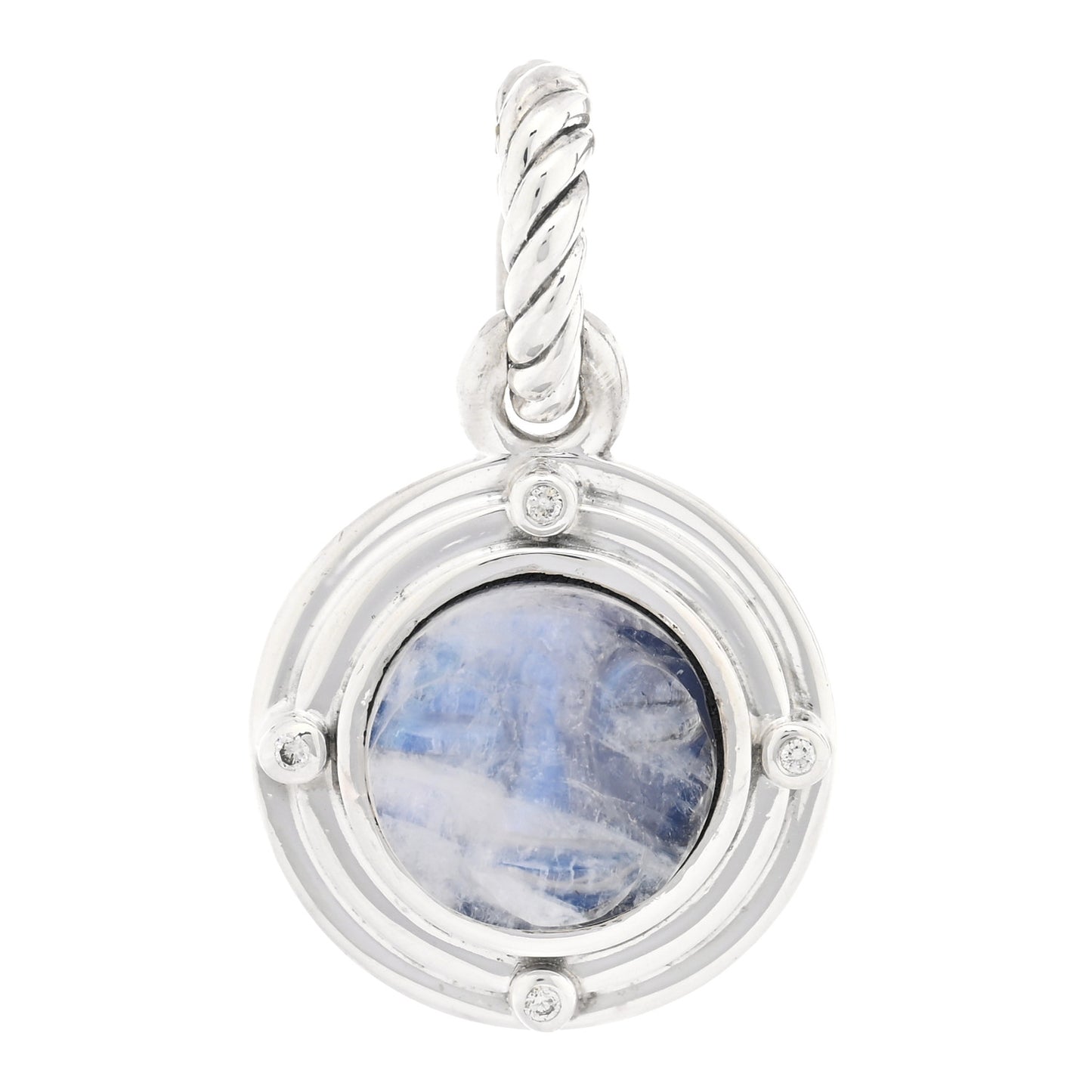 Sterling Silver Diamond Moonstone Amulet Enhancer Pendant Necklace