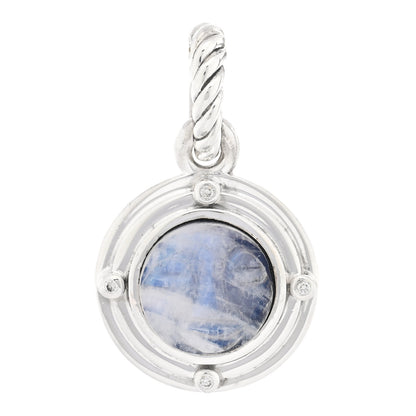 David Yurman Sterling Silver Diamond Moonstone Amulet Enhancer Pendant Necklace 1 of 3