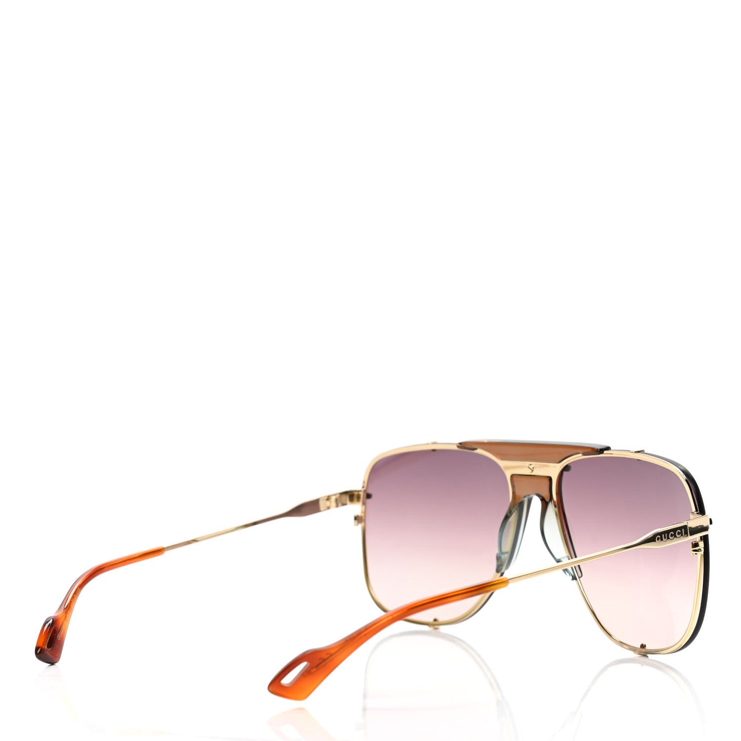 Metal Square Frame Sunglasses GG0739S Brown