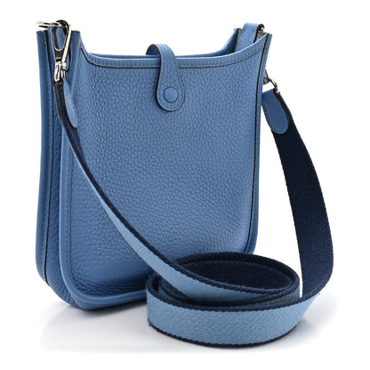 Hermes Taurillon Clemence Amazone Evelyne TPM Bleu Paradis Bleu Saphir 2 of 12