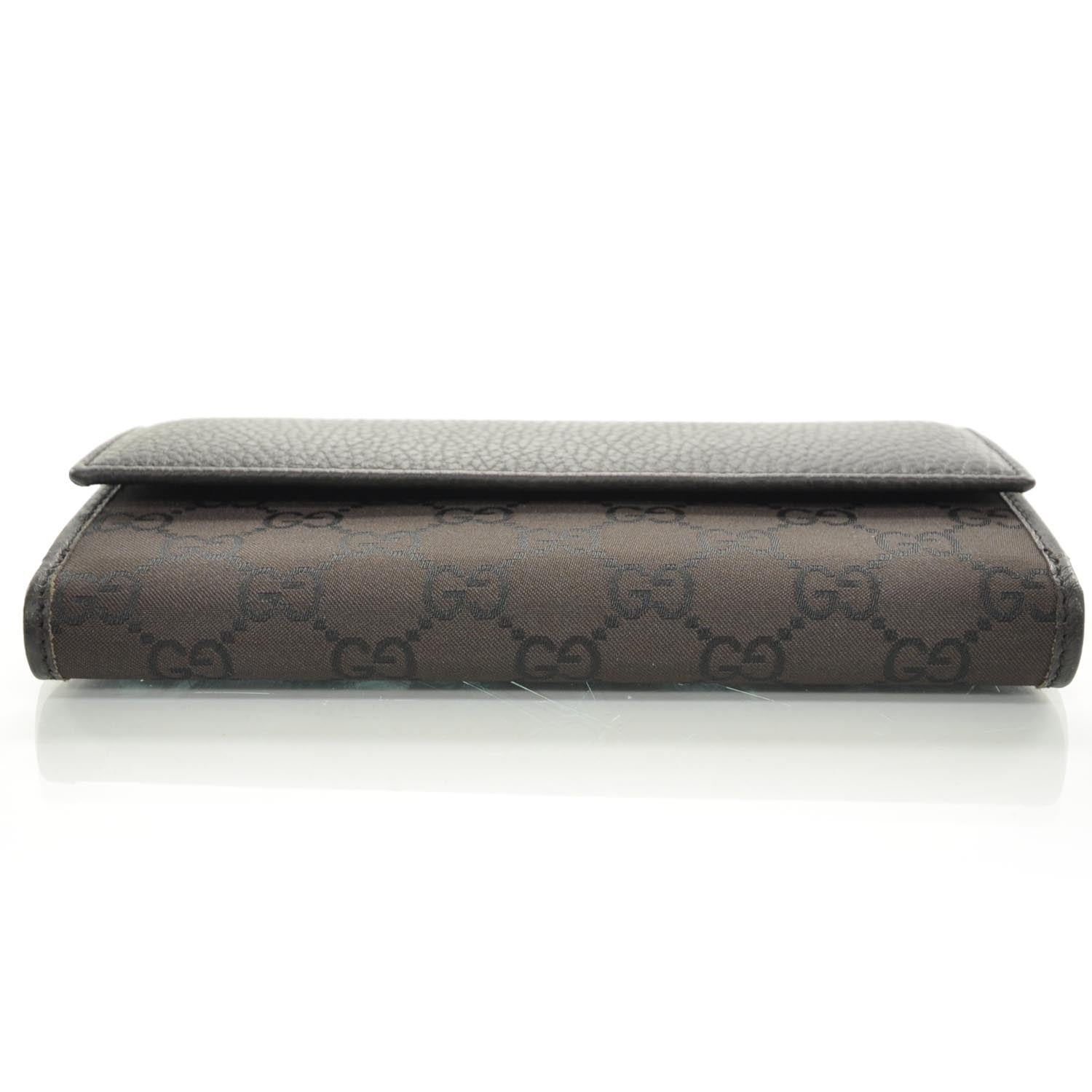 Gucci Monogram Nylon Leather Continental Wallet Brown 4 of 9