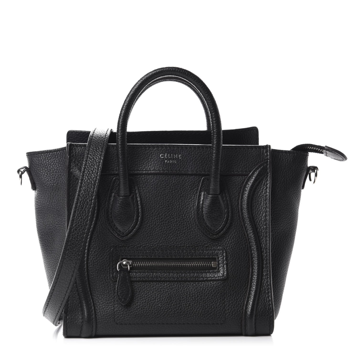 Celine Drummed Calfskin Nano Luggage Black 1 of 9