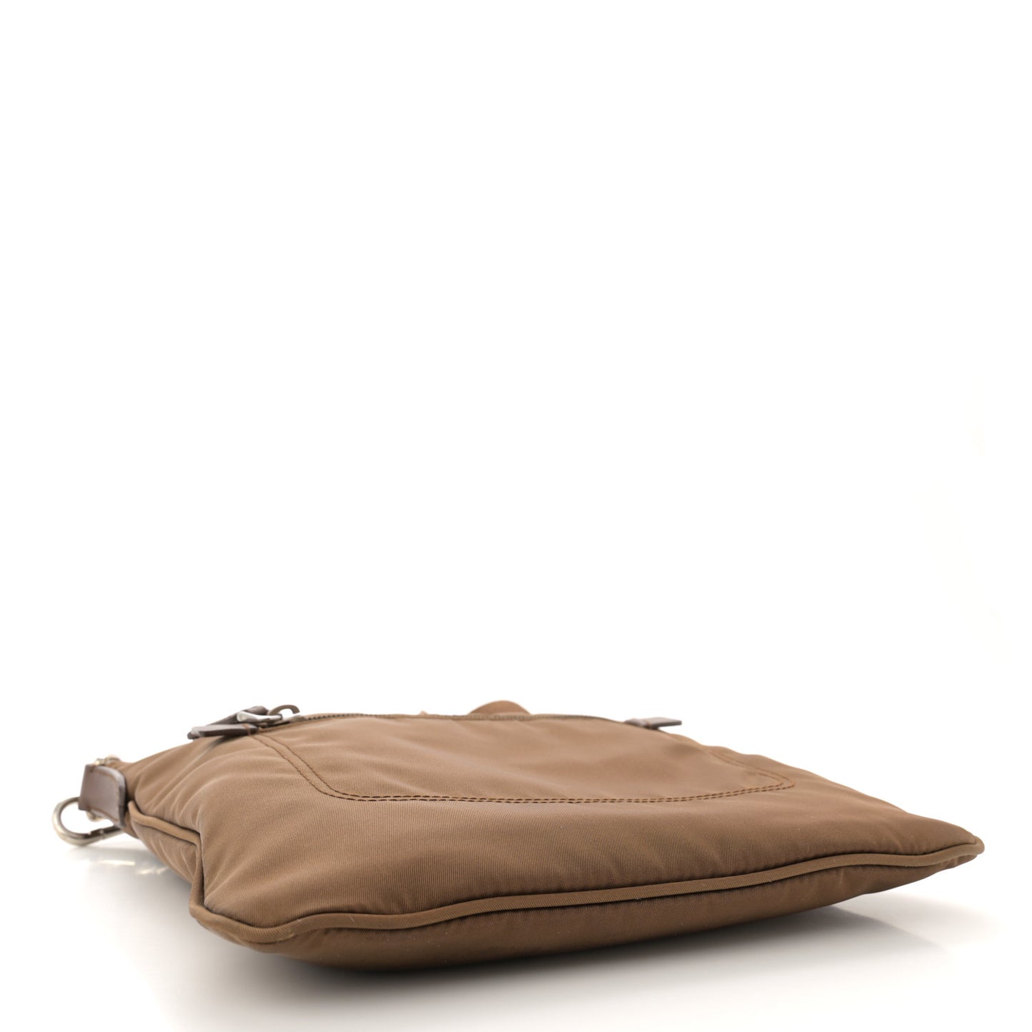 Tessuto Nylon Saffiano Flat Messenger Bag Brown