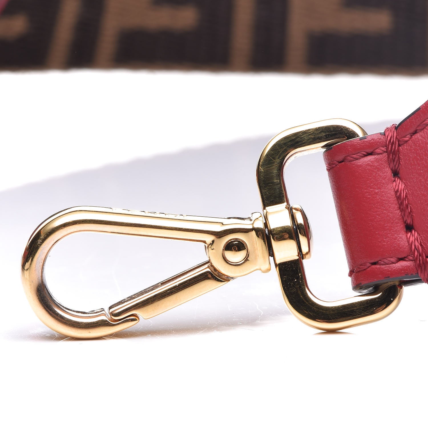 Fendi Ribbon Vitello Century FF 1974 Studded Strap You Fango Marrone Fragola 6 of 7