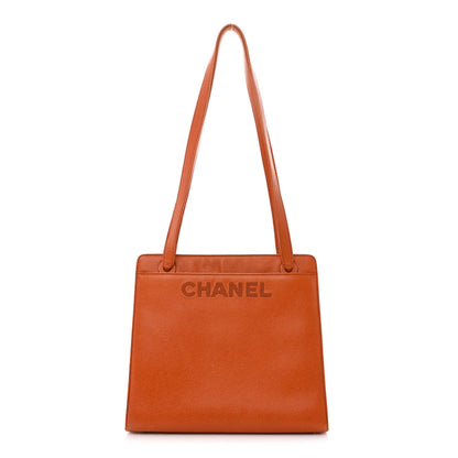 Chanel Caviar Logo Shoulder Bag Orange 1 of 11