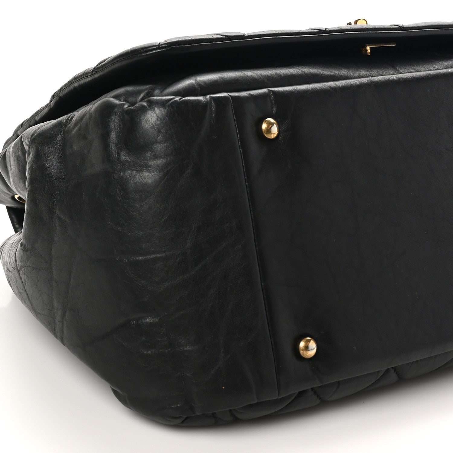 Chanel Aged Calfskin Quilted Large Pondichery Flap Black 9 of 10
