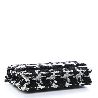 Chanel Tweed Quilted Wallet On Chain WOC Black Ecru White 4 of 10