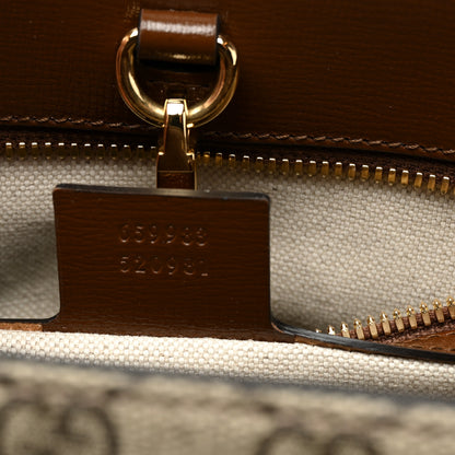 Gucci GG Supreme Monogram Azalea Calfskin Small Retro Interlocking G Tote Bag Beige Ebony Brown Sugar 7 of 8