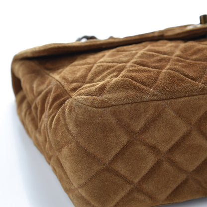 Chanel Suede Quilted Jumbo Single Flap Brown 10 of 18