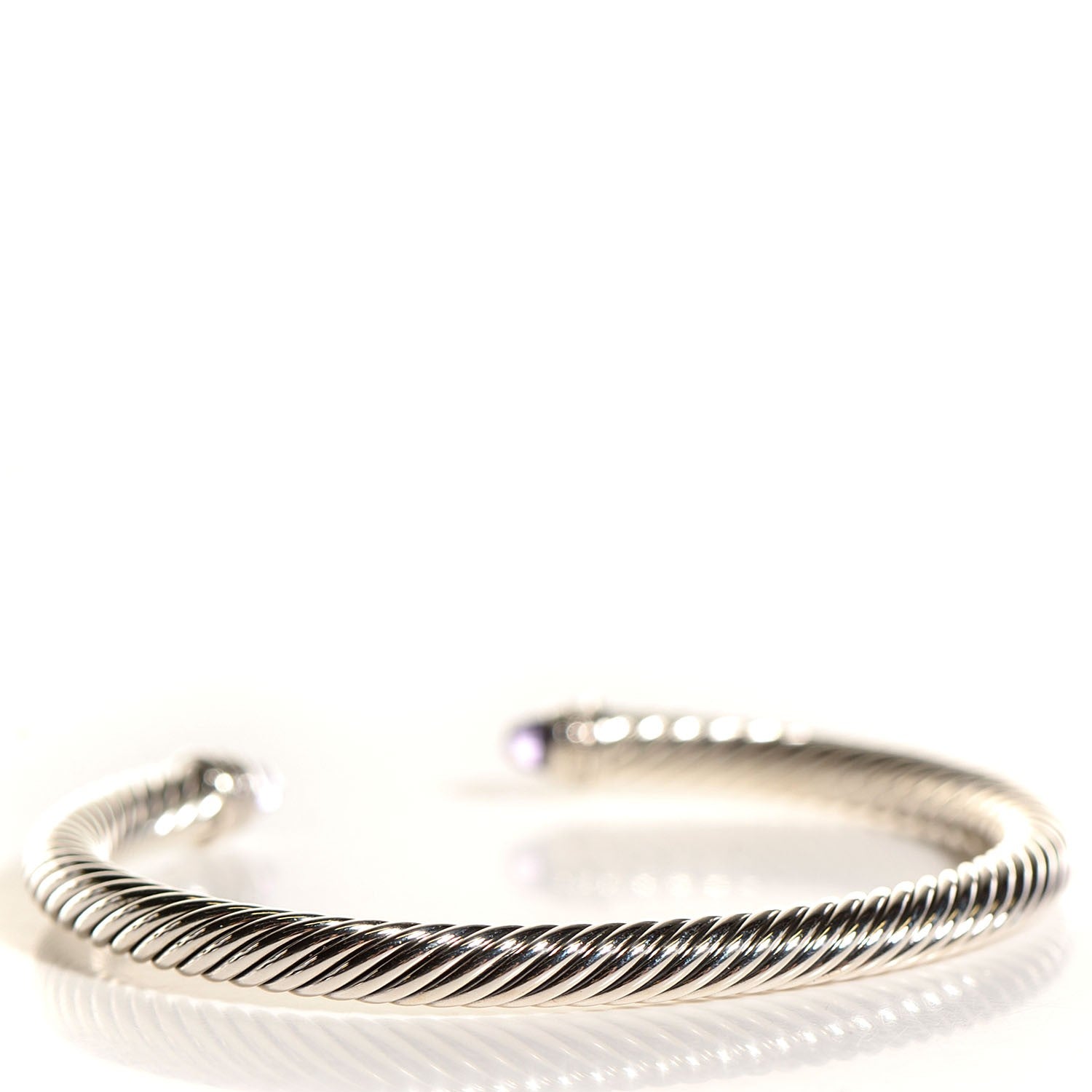 David Yurman Sterling Silver Diamond Amethyst 5mm Cable Classics Bracelet 3 of 5