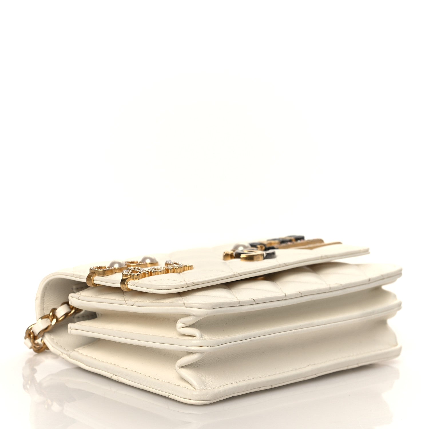 Chanel Lambskin Quilted Coco Clips Mini Wallet On Chain WOC White 4 of 11