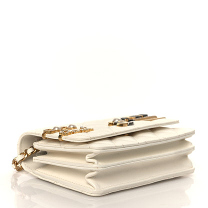 Chanel Lambskin Quilted Coco Clips Mini Wallet On Chain WOC White 4 of 11