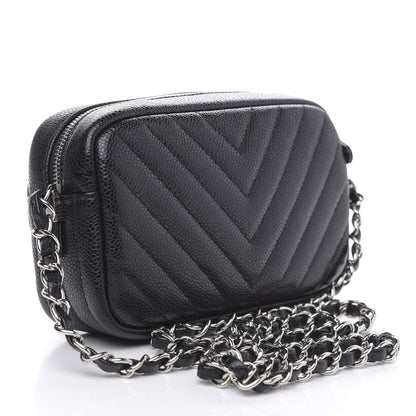 Chanel Caviar Chevron Quilted Camera Case Black 3 of 10
