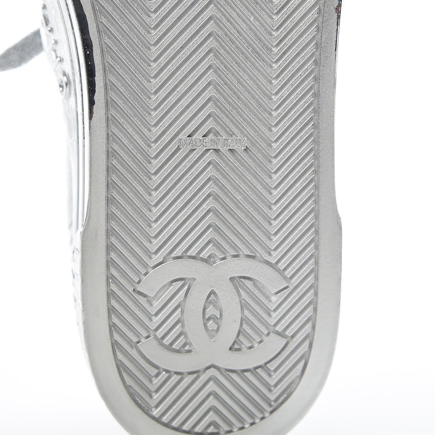 Chanel Laminated Lambskin Sneakers 40 Silver 5 of 9