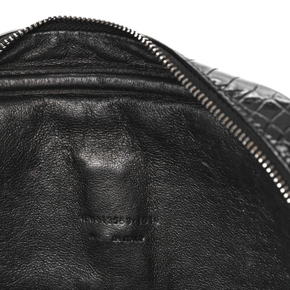 Saint Laurent Calfskin Crocodile Embossed Monogram Mini Lou Camera Bag Black 7 of 9