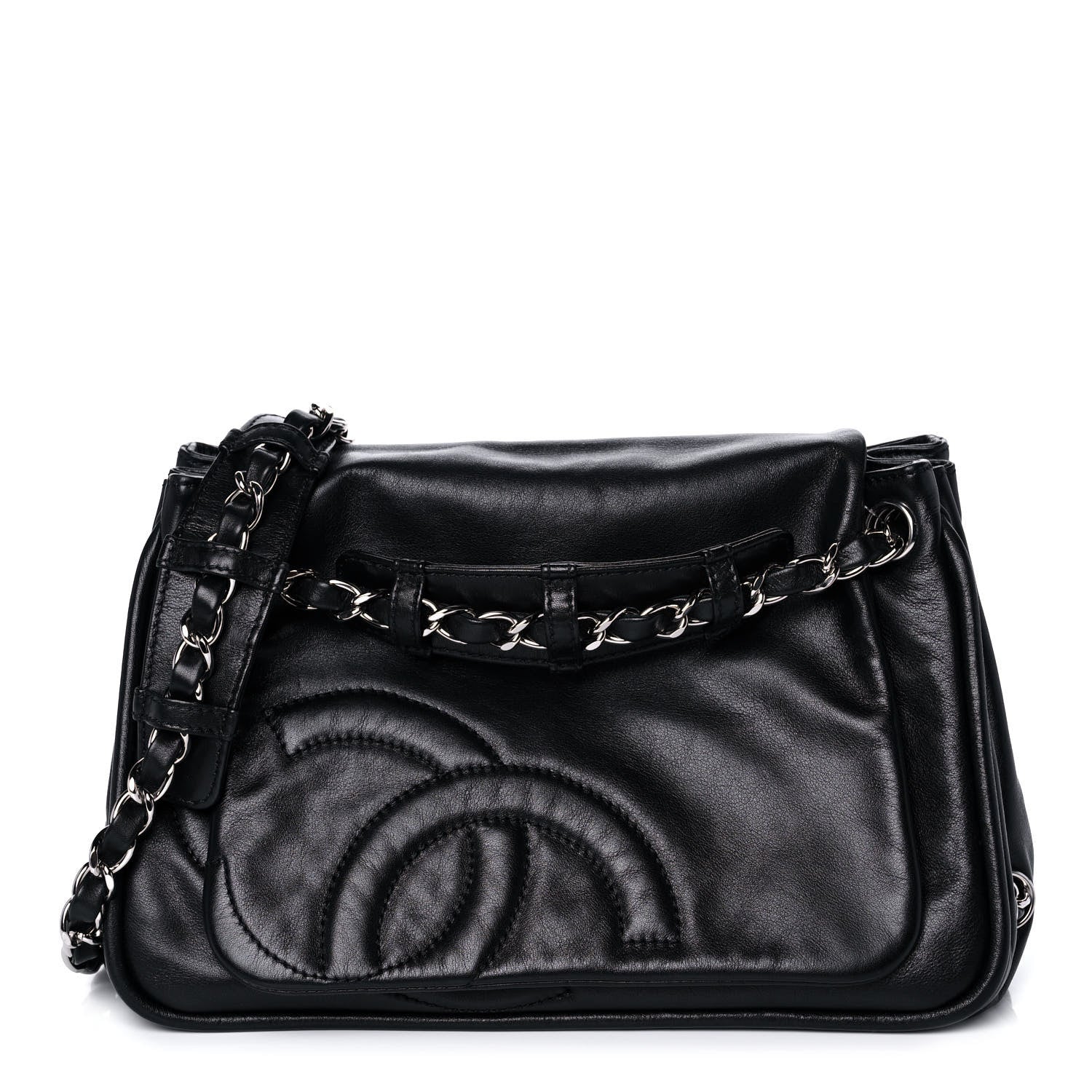 Chanel Calfskin CC Accordion Flap Black 1 of 11