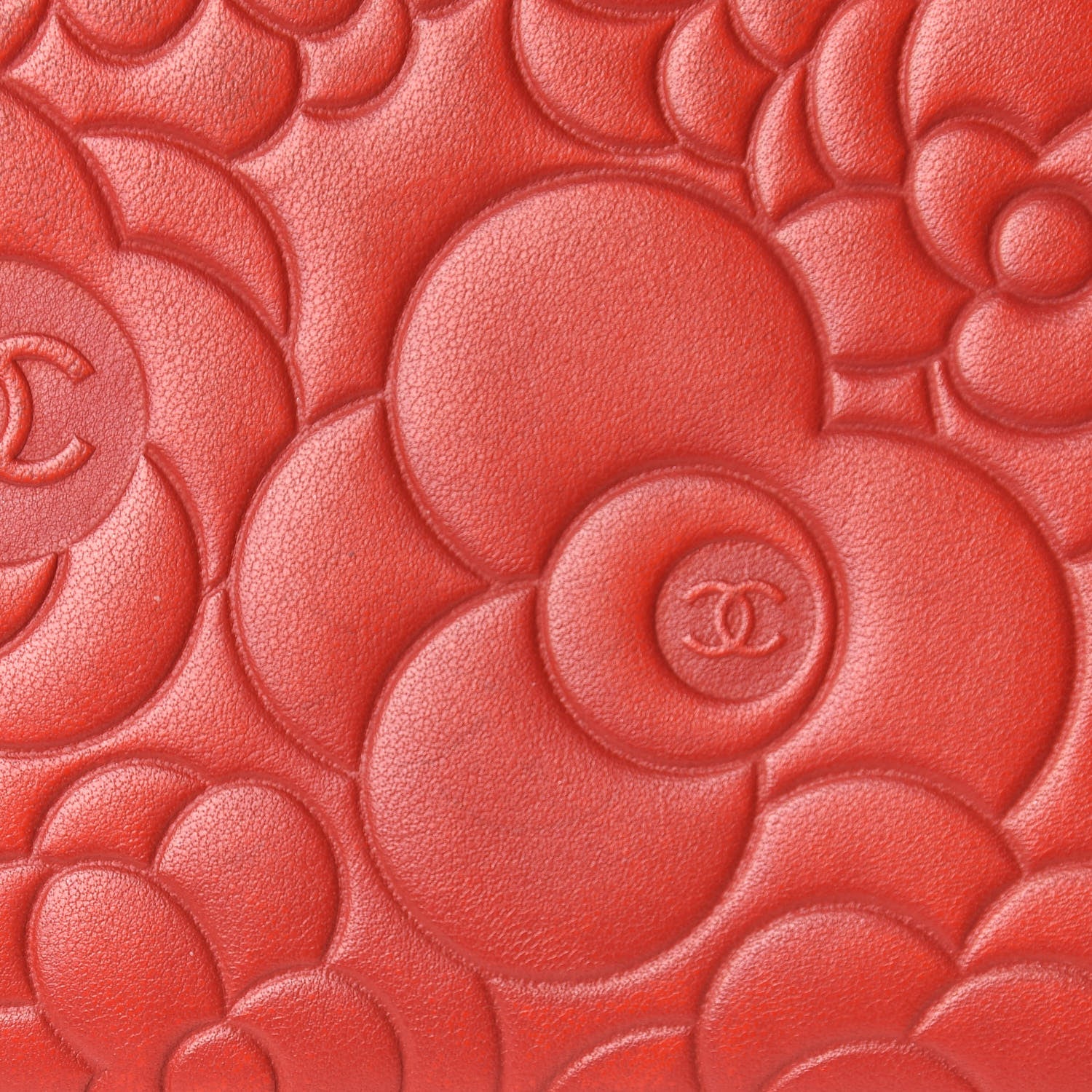 Chanel Lambskin Camellia Embossed Wallet On Chain WOC Red 15 of 17