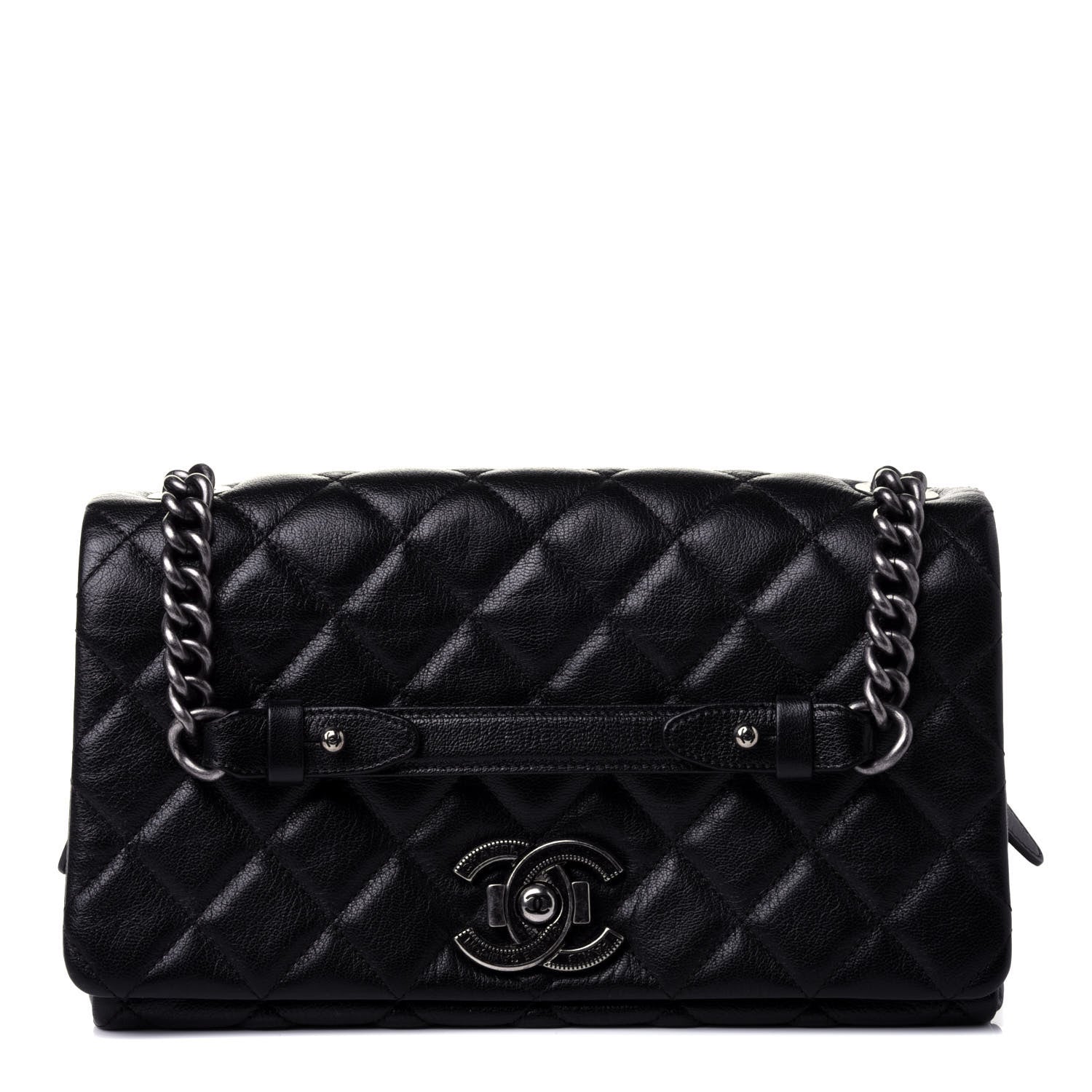 Chanel Goatskin Quilted Medium City Rock Flap Black 1 of 5