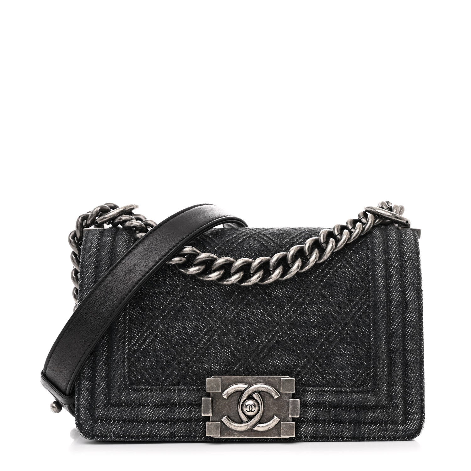 Chanel Denim Quilted Small Boy Flap Black 1 of 11