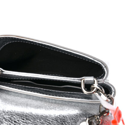 Off-White Calfskin Metallic Small Binder Clip Crossbody Silver 5 of 8