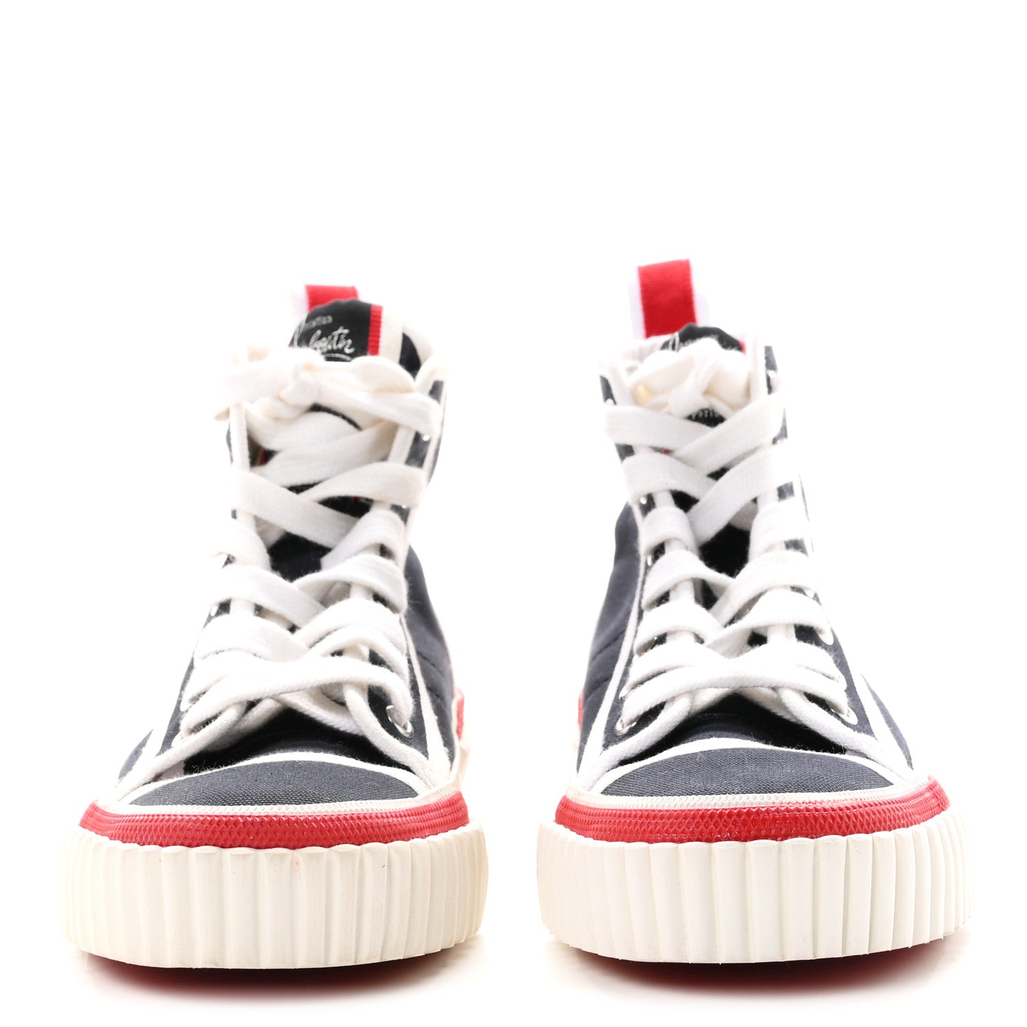 Christian Louboutin Olona Canvas Womens Pedro Flat Sneakers 35 Blue White 3 of 8