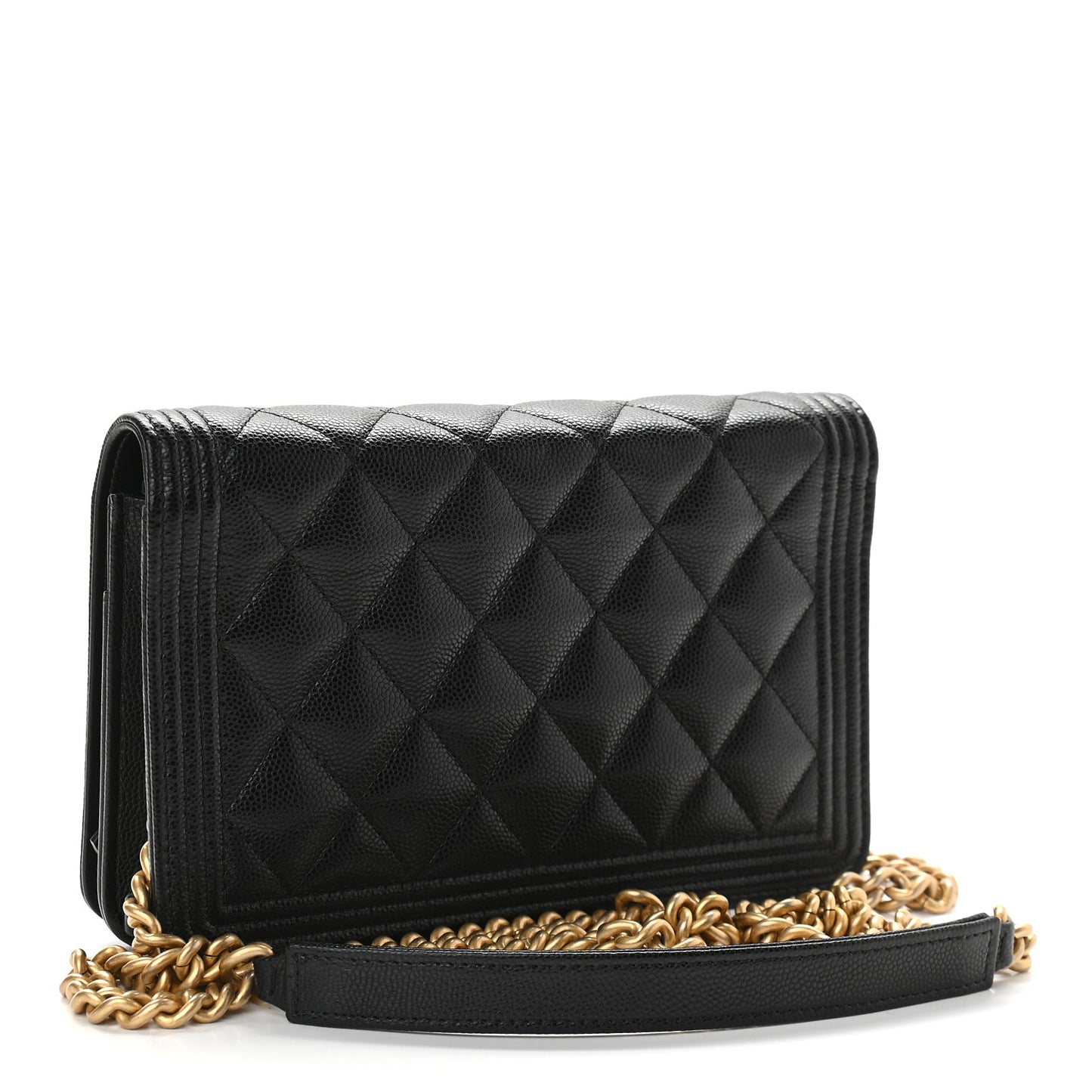 Caviar Quilted Boy Wallet On Chain WOC Black