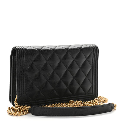 Chanel Caviar Quilted Boy Wallet On Chain WOC Black 3 of 10
