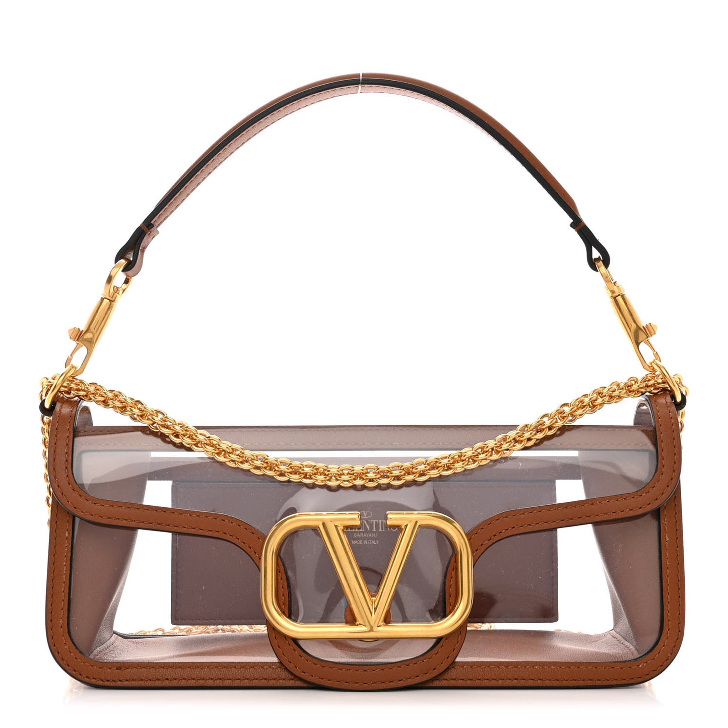 PVC Nappa Vlogo Loco Shoulder Bag Trasparente Selleria
