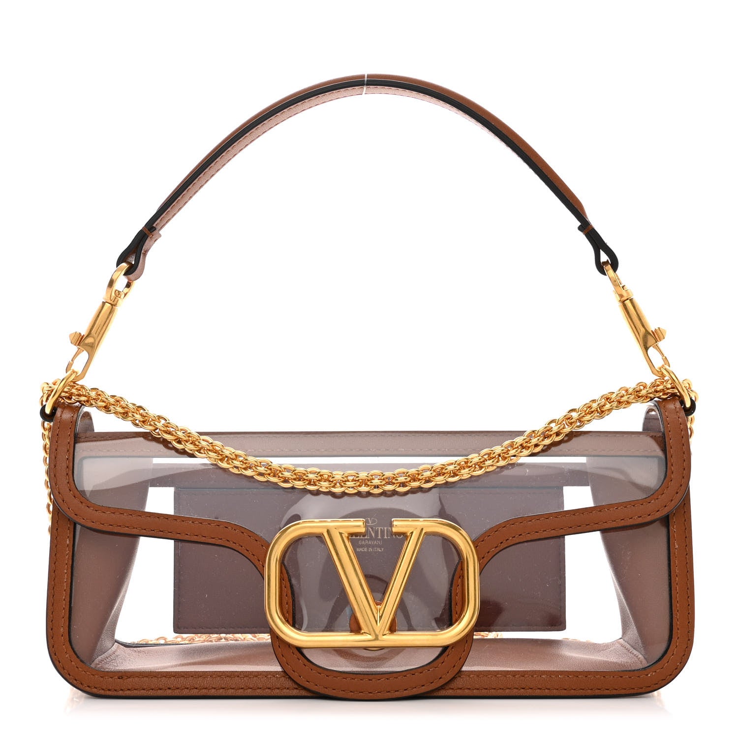 Valentino Garavani PVC Nappa Vlogo Loco Shoulder Bag Trasparente Selleria 1 of 10
