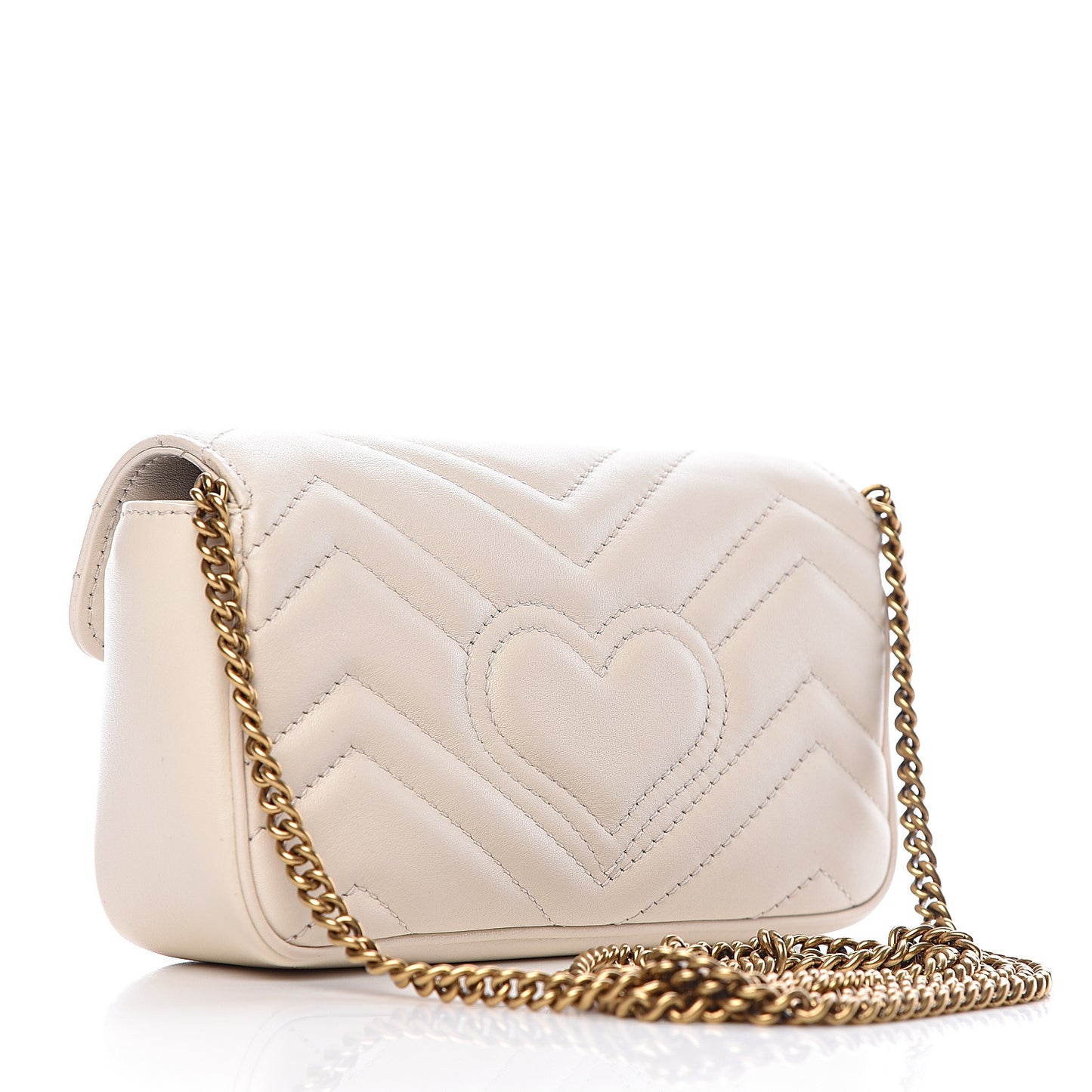 Calfskin Matelasse Super Mini GG Marmont Shoulder Bag White